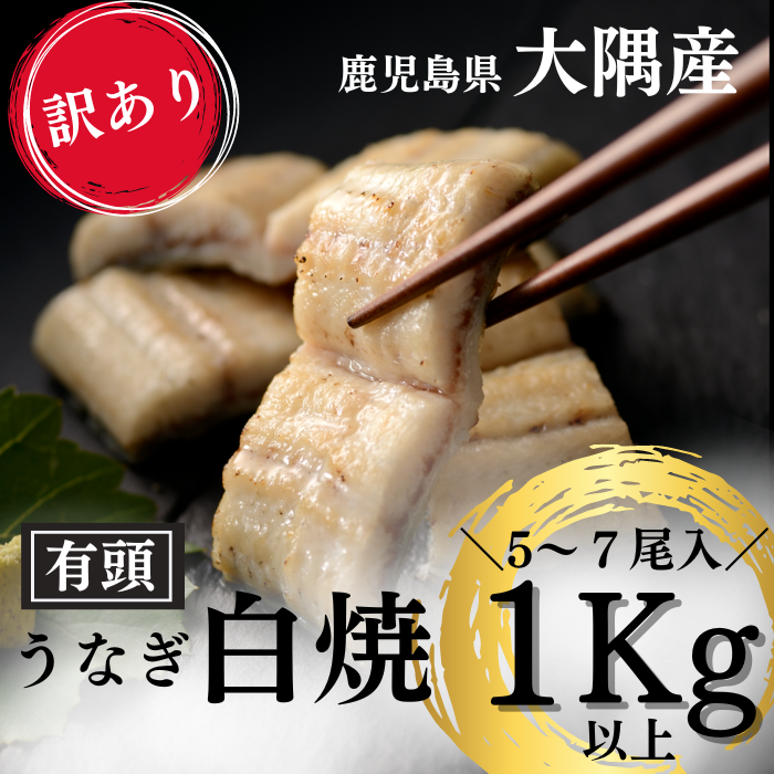 訳あり　うなぎ白焼 1kg (5〜7尾入り）