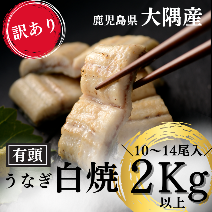 訳あり　うなぎ白焼 2kg (10〜14尾入り)